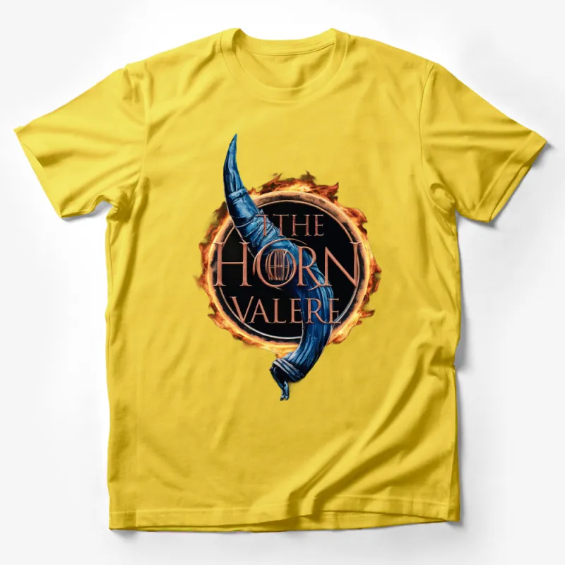 The Horn Valere Fantasy Graphic T-Shirt, Unique Fire and Ice Design, Unisex Tee Male T-Shirt