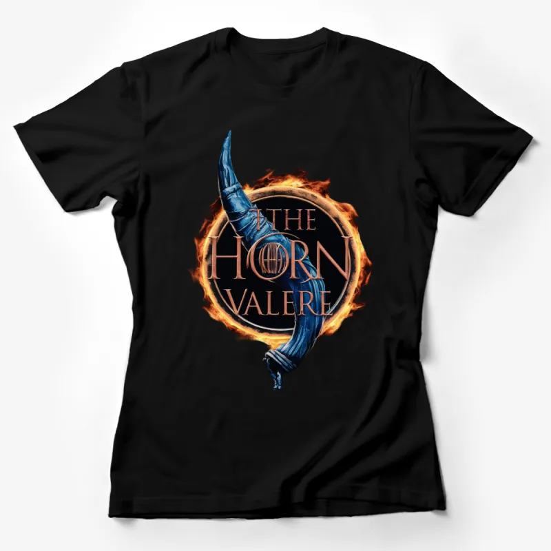 The Horn Valere Fantasy Graphic T-Shirt, Unique Fire and Ice Design, Unisex Tee Female T-Shirt