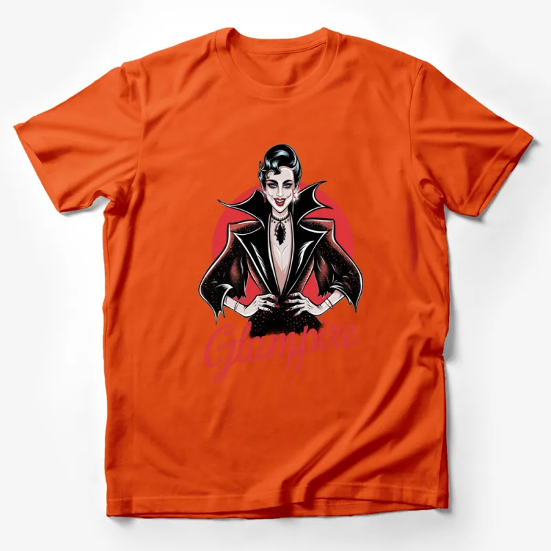 Glam Vampire T-Shirt, Stylish Vampire Lady Graphic Tee, Gothic Fashion, Red and Black Shirt Male T-Shirt