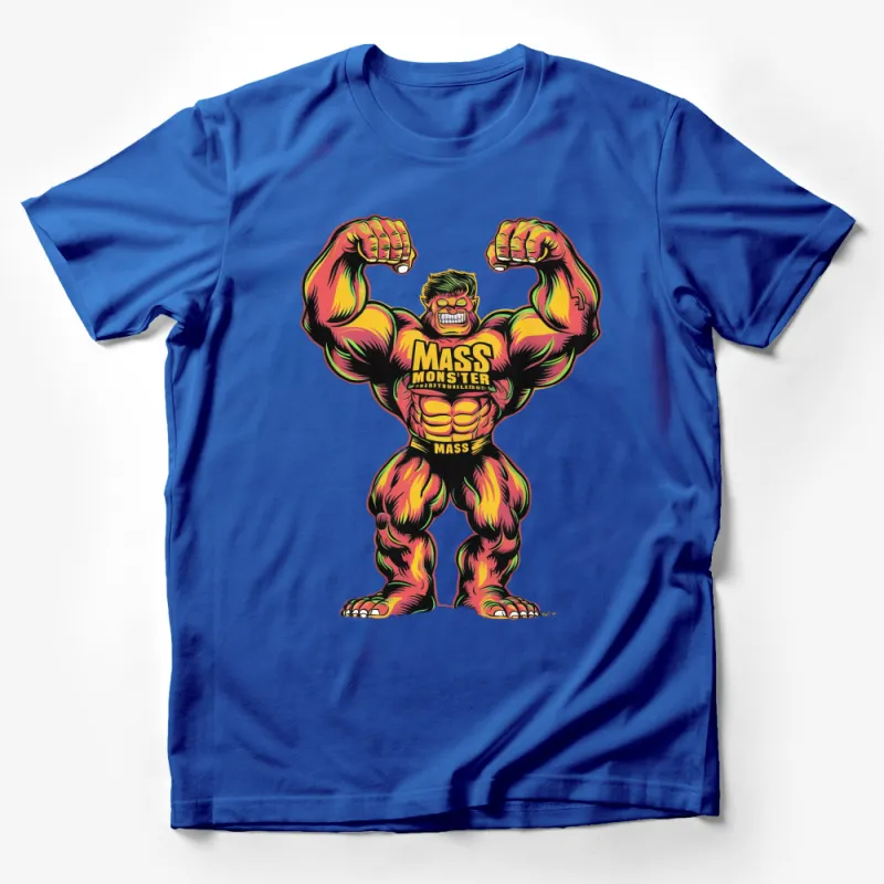 Mass Monster Comic Style Graphic T-Shirt, Bold Colorful Superhero Tee, Unique Men's Clothing Male T-Shirt