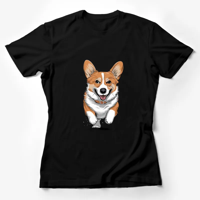 Cute Corgi Dog T-Shirt, Happy Pet Graphic Tee, Unisex Animal Lover Shirt, Quality Cotton Top Female T-Shirt