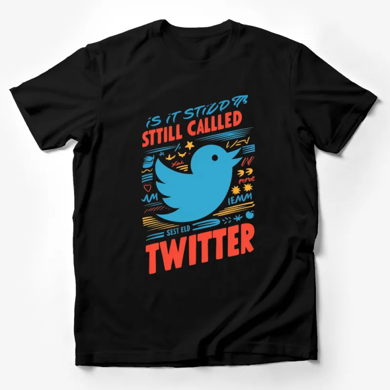 Retro Twitter Bird T-Shirt, Vintage Social Media Tee, Graphic Blue Bird, Urban Street Style Top Male T-Shirt