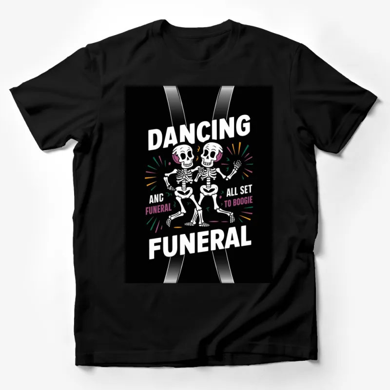 Dancing Skeletons T-Shirt, Funny Halloween Party Tee, Colorful Graphic Shirt, Unisex Male T-Shirt