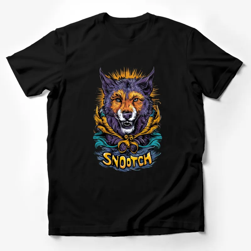 Snootch Wolf Graphic T-Shirt, Bold Colorful Fox Design Tee, Unique Animal Illustration, Unisex Fashion Male T-Shirt