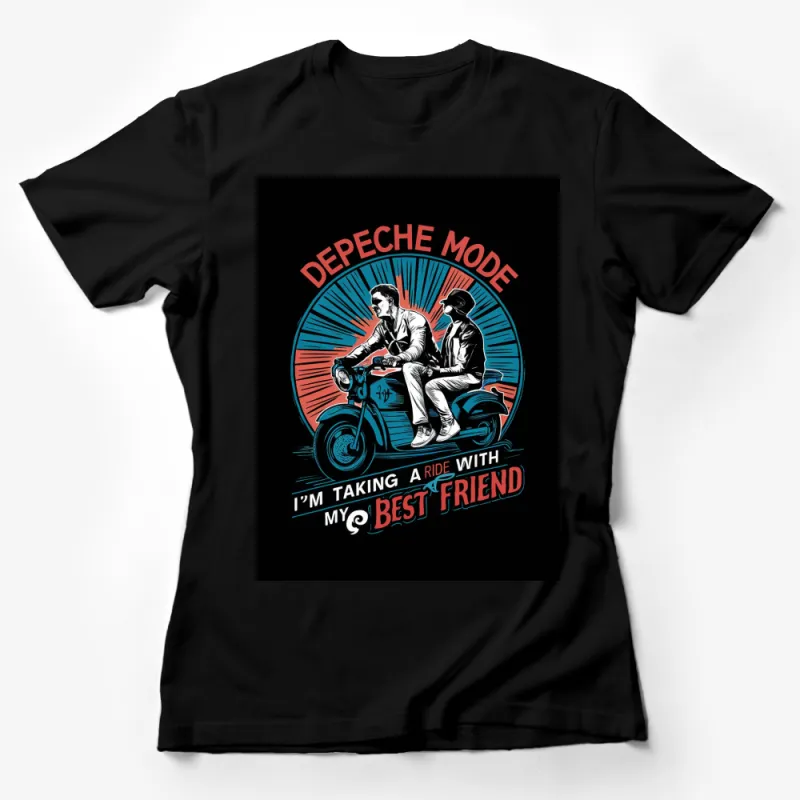 Retro Motorcycle Graphic Tee, Depeche Mode Inspired T-Shirt, Vintage Style Friend Ride Shirt Female T-Shirt