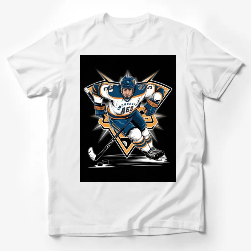 Vintage Anchorage Aces Hockey Player T-Shirt, Retro Sports Graphic Tee, Unique Gift for Hockey Fans Male T-Shirt