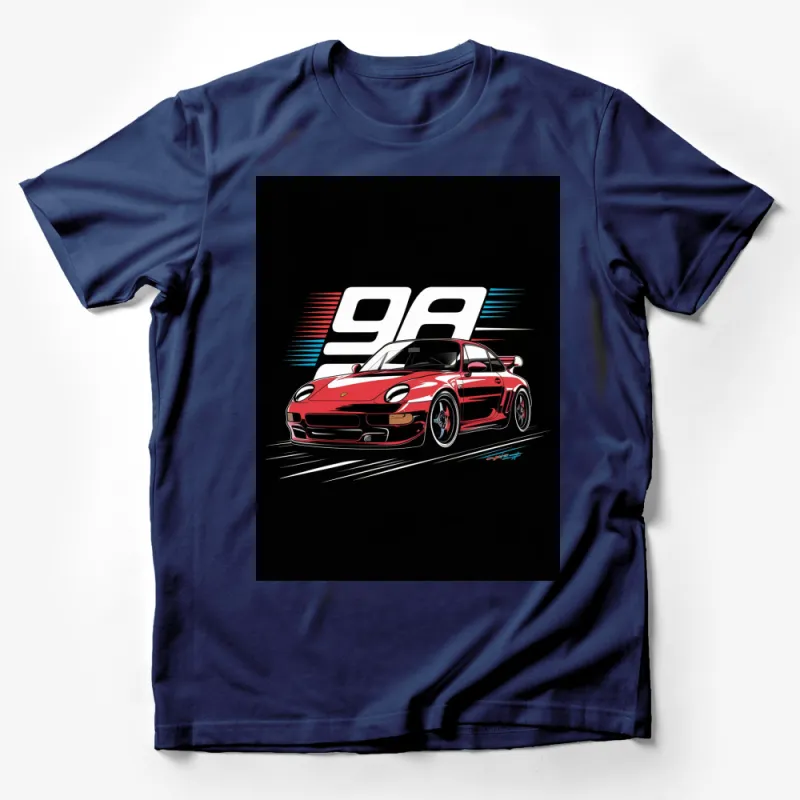 Vintage Car T-Shirt, Classic Red Porsche 911, Retro Speed 99 Design, Sports Car Enthusiast, Collector Gift Idea Male T-Shirt