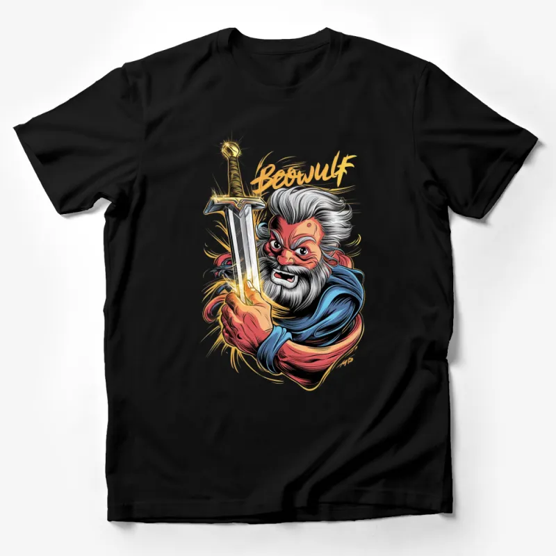 Beowulf Graphic T-Shirt, Epic Warrior with Sword Illustration, Unisex Casual Tee Male T-Shirt