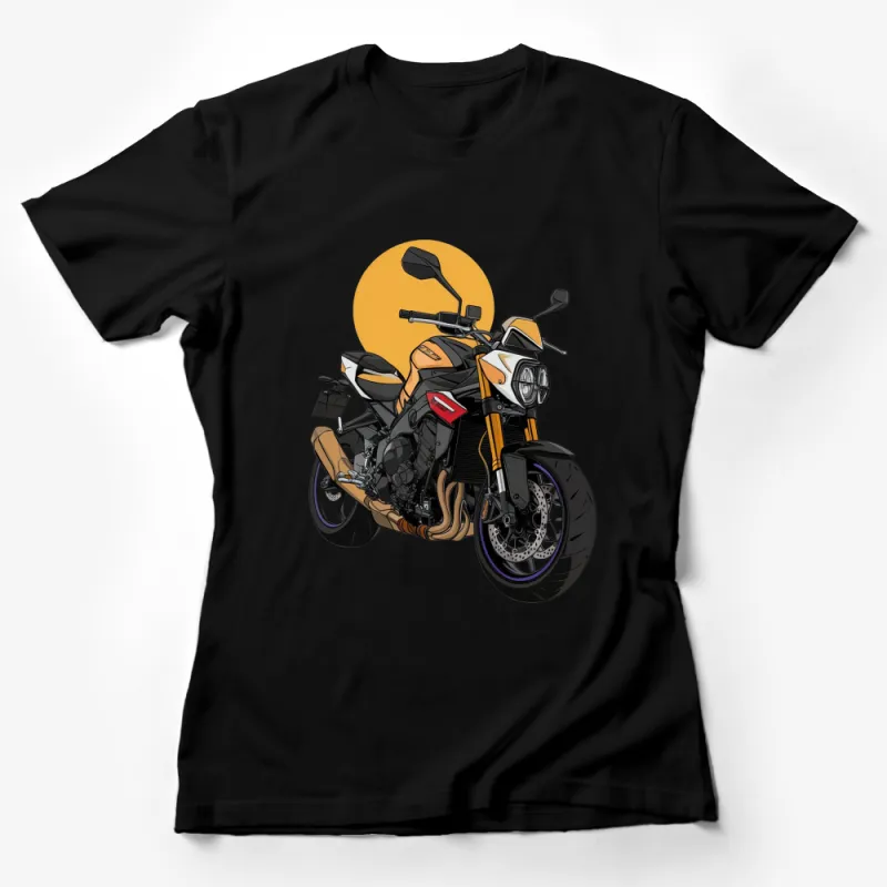 Vintage Motorcycle Print T-shirt, Classic Bike Design Tee, Urban Rider Apparel, Cool Motorcycle Gift Female T-Shirt