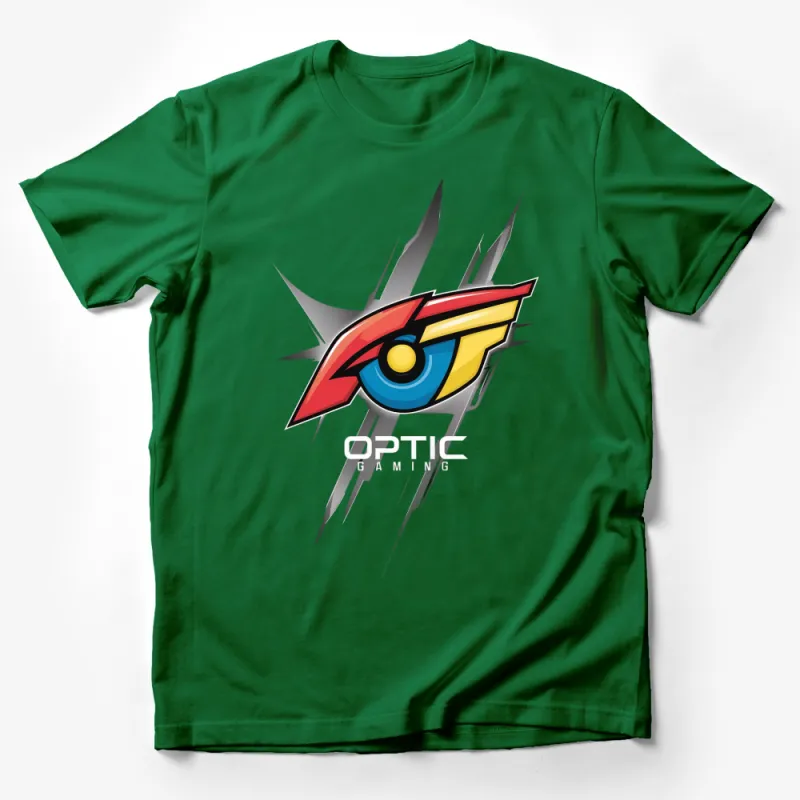 Optic Gaming Logo T-Shirt, Bold Graphic Tee, Esports Team Apparel, Eye-catching Design, Colorful Merchandise Male T-Shirt