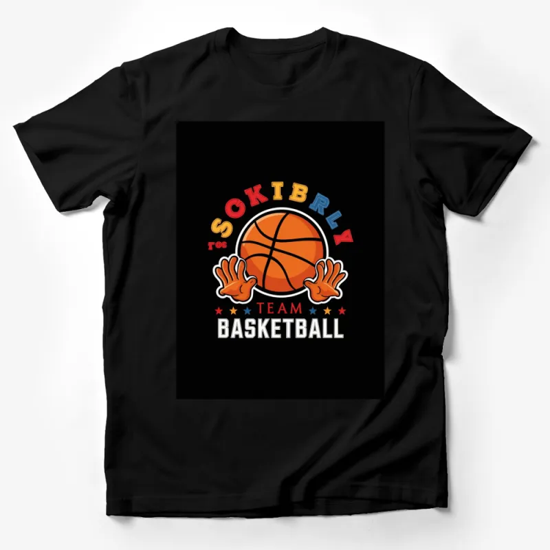 Team Basketball T-Shirt, Sokibrla Tops with Ball and Hands Graphic, Unisex Sports Tee Male T-Shirt