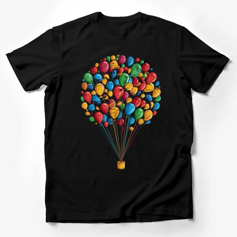 Colorful Balloon Bouquet T-Shirt, Vibrant Balloon Graphic Tee, Unisex Casual Wear, Gift Idea Male T-Shirt