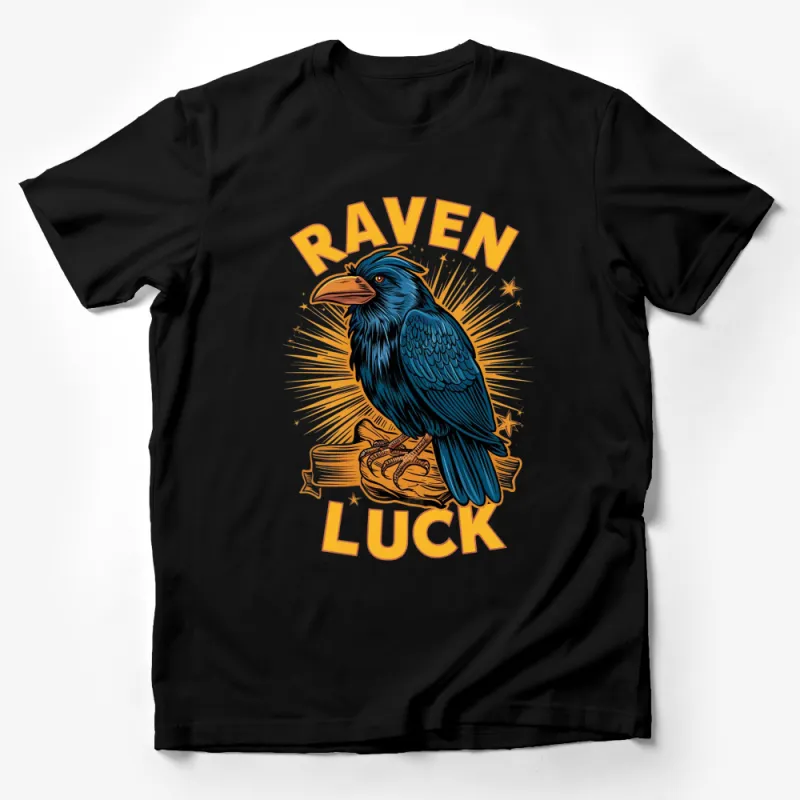 Raven Luck Graphic T-Shirt, Mystical Bird Print, Vintage Style Bold Colorful Tee, Unisex Casual Fashion Male T-Shirt