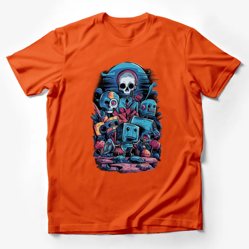 Unique Robot Skull T-Shirt, Colorful Surreal Art Tee, Men's Women's Graphic Shirt, Cool Gift Idea Male T-Shirt