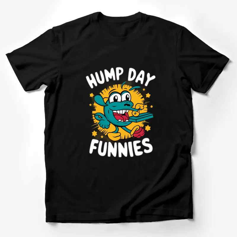 Hump Day Funnies Cartoon Camel Graphic T-Shirt, Colorful Casual Tee, Unisex Male T-Shirt