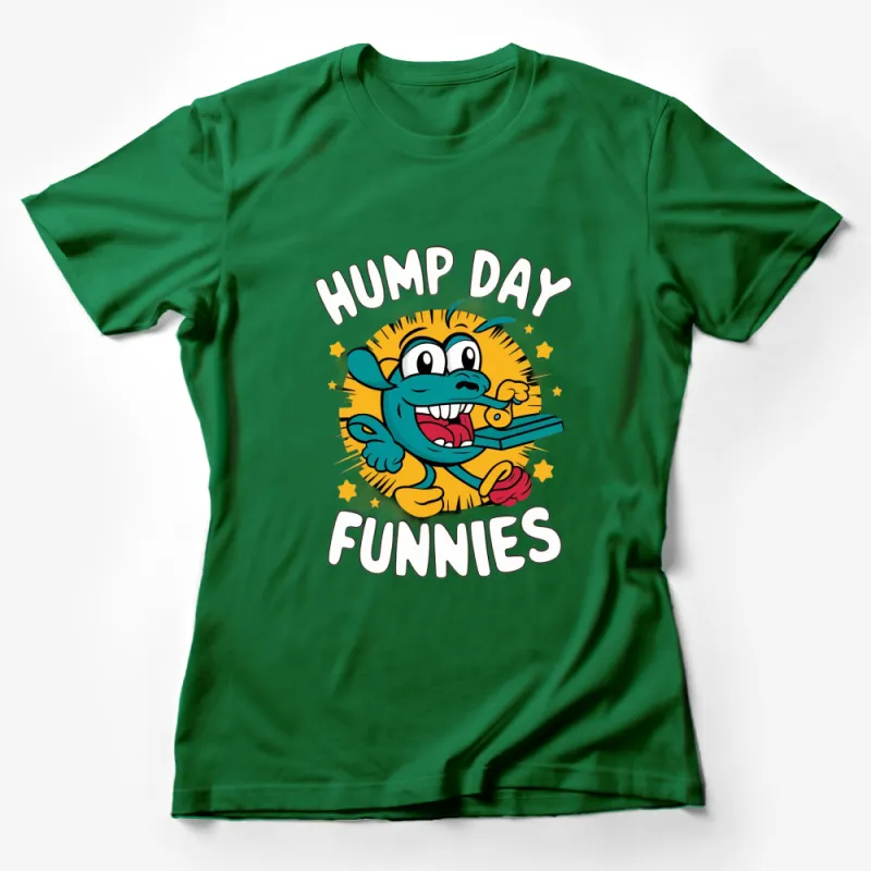 Hump Day Funnies Cartoon Camel Graphic T-Shirt, Colorful Casual Tee, Unisex Female T-Shirt