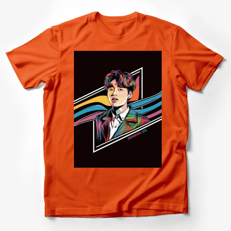 Colorful Pop Art Idol T-Shirt, Vibrant Retro Style Graphic Tee, Fashionable Music Star Apparel Male T-Shirt