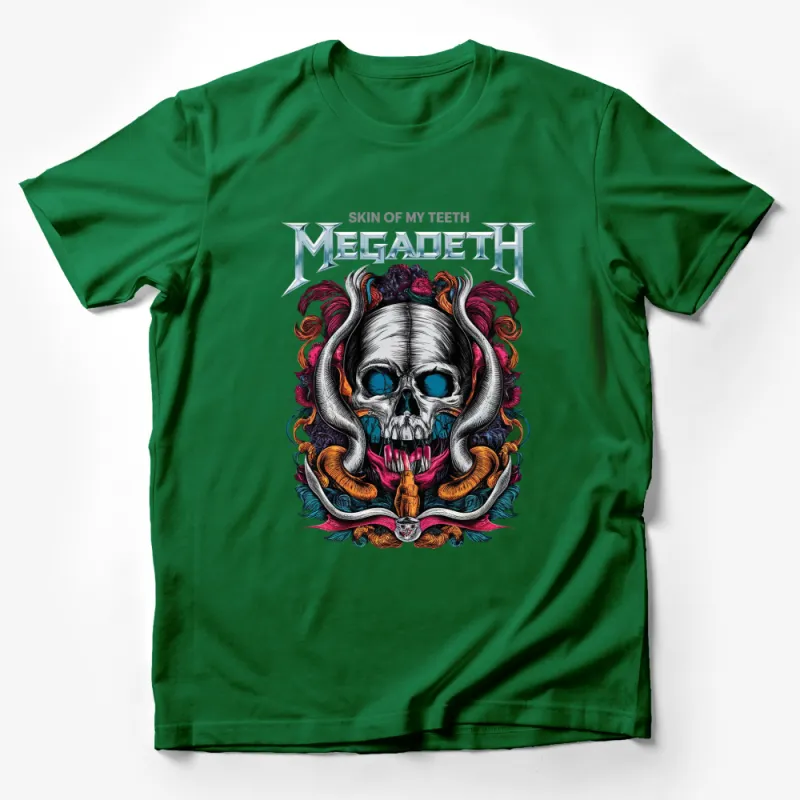 Megadeth Skin of My Teeth Skull Graphic Tee, Collectible Band T-Shirt, Vibrant Multi-Color Design Male T-Shirt