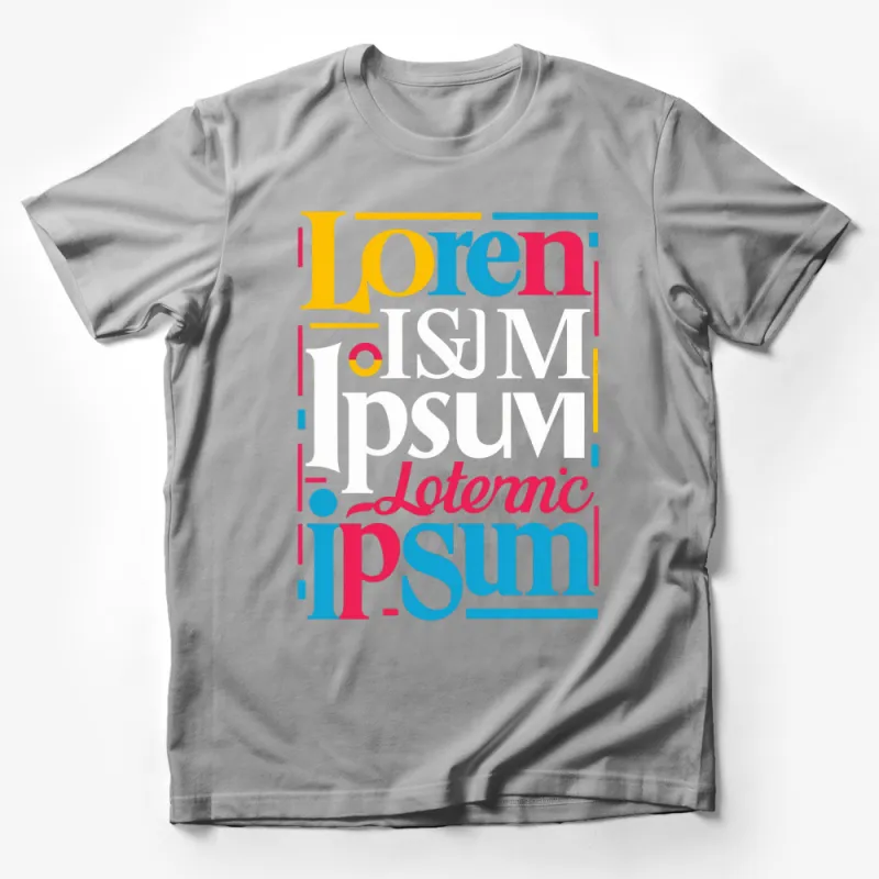 Colorful Lorem Ipsum Text Design T-Shirt, Creative Graphic Tee, Unisex Modern Typography Shirt Male T-Shirt