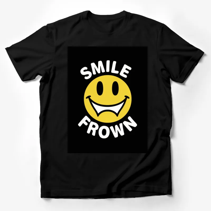 Smile Frown Emoji Black T-Shirt, Unisex Graphic Tee, Casual Streetwear, Fun and Trendy Design, Gift Idea Male T-Shirt