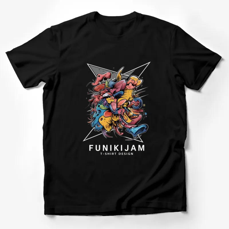 Funky Abstract Art T-Shirt, Colorful Funkijam Graphic Design, Cool Urban Streetwear, Unisex Tee Male T-Shirt