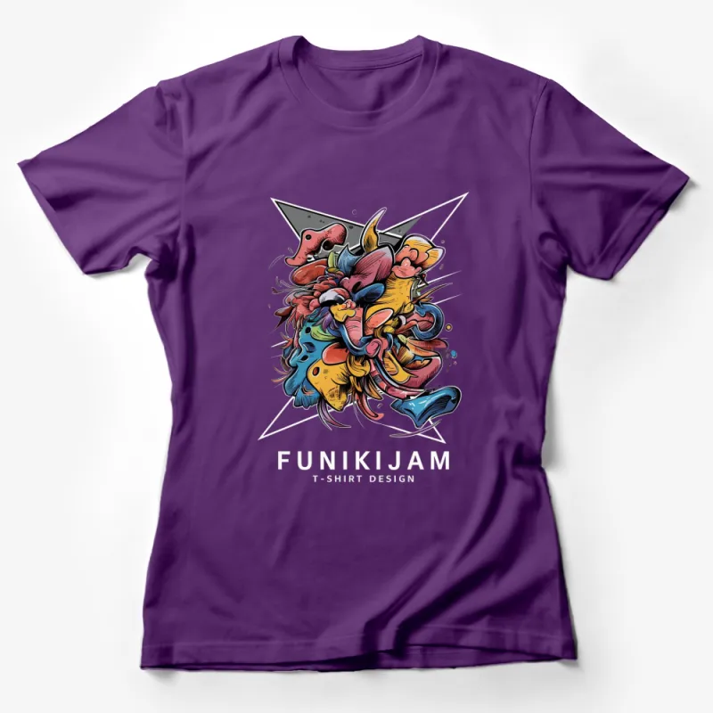 Funky Abstract Art T-Shirt, Colorful Funkijam Graphic Design, Cool Urban Streetwear, Unisex Tee Female T-Shirt