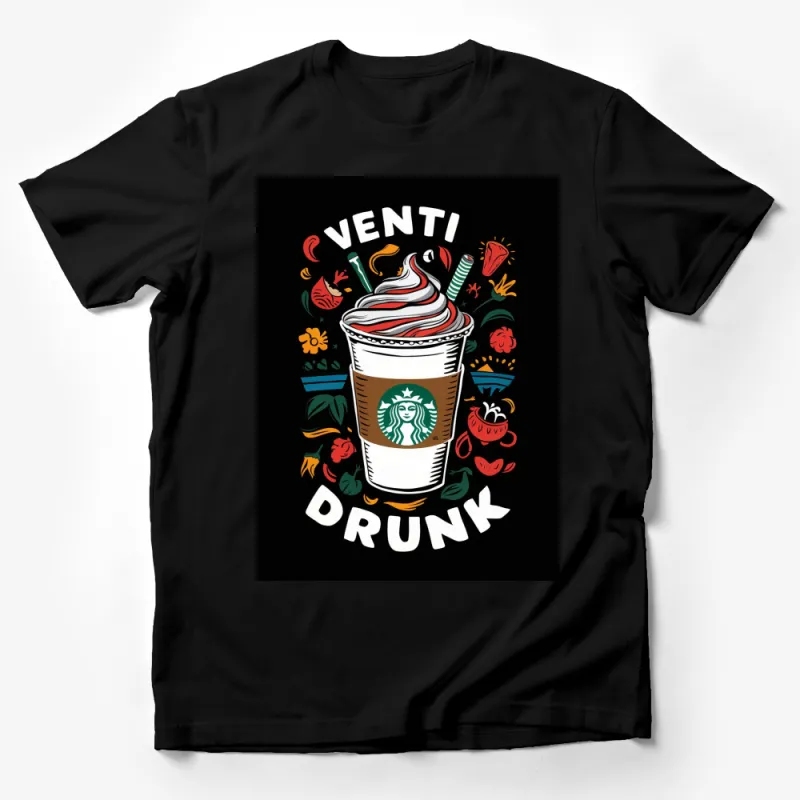 Venti Drunk Starbucks Inspired Graphic T-Shirt, Coffee Lover Gift, Fun T-Shirt, Trendy Apparel Male T-Shirt