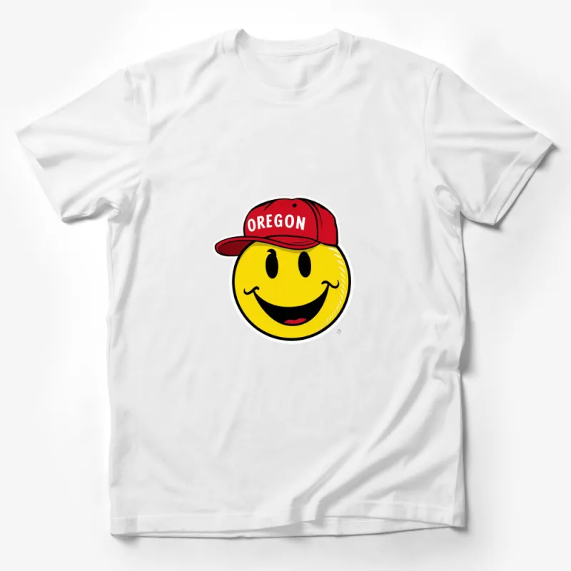 Oregon Smiley Face with Red Cap Graphic T-Shirt, Unisex Casual Comfortable Tee, Unique State Pride Shirt Male T-Shirt