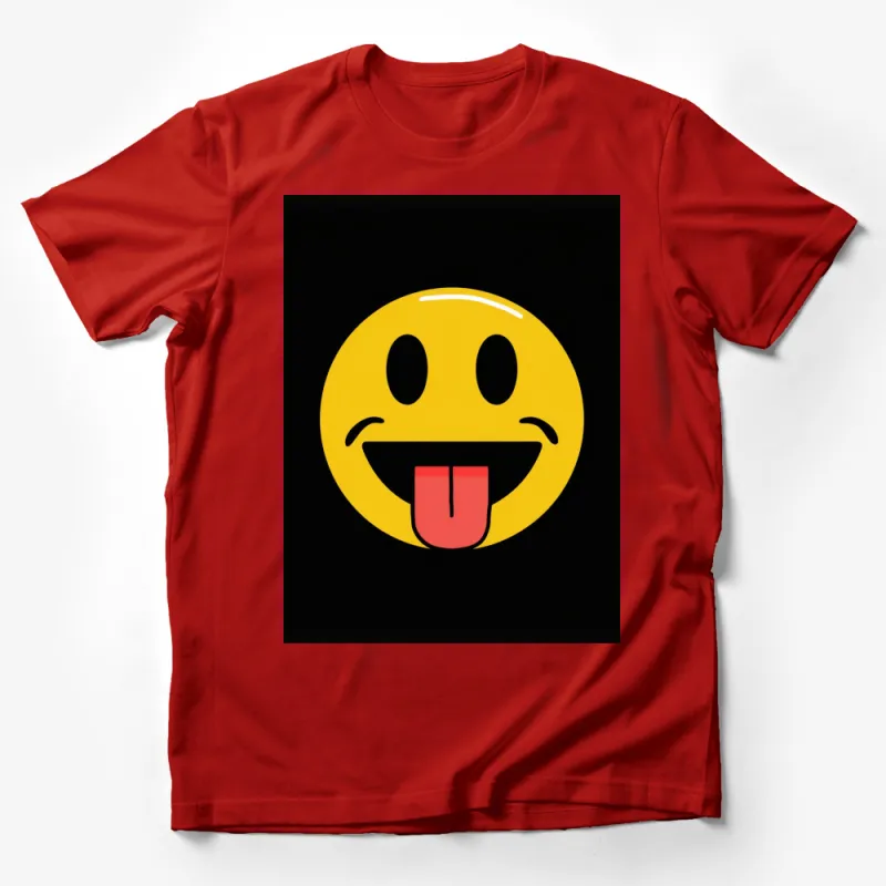 Smiley Face T-Shirt with Tongue Out, Funny Emoji Graphic Tee, Unisex Casual Wear Male T-Shirt