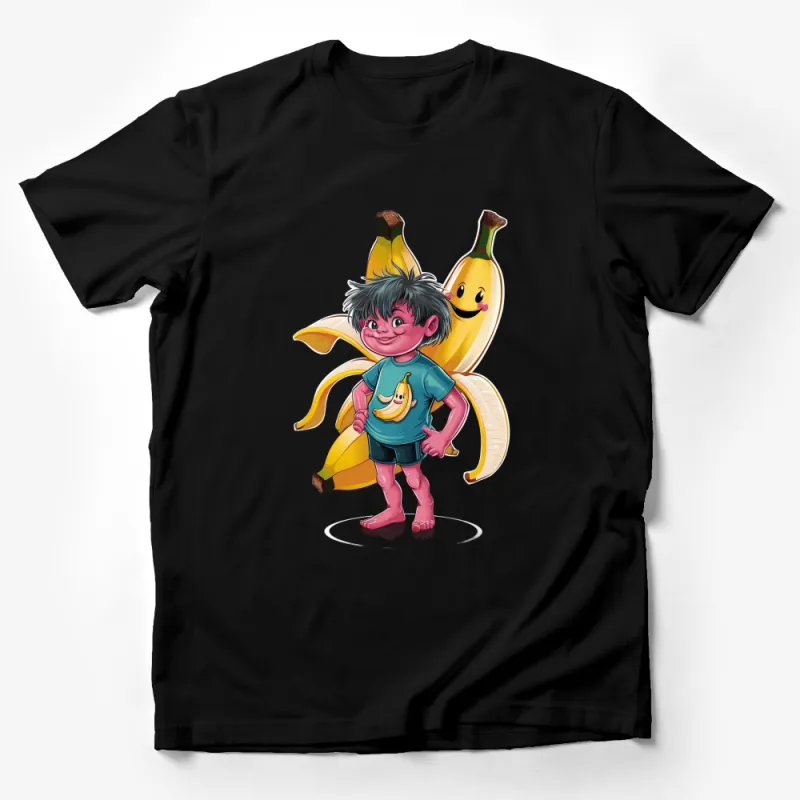 Cute Banana Character T-Shirt, Funny Fruit Cartoon, Kids and Adults Unisex Tee Male T-Shirt