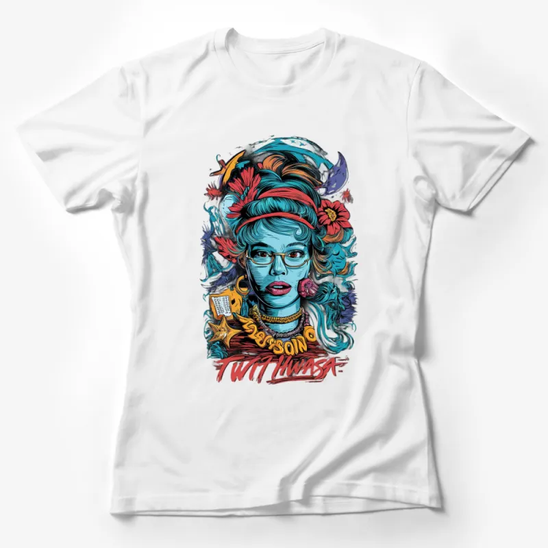 Colorful Pop Art Woman T-Shirt, Vintage Comic Style, Fashionable Streetwear Tee, Unique Graphic Design Shirt Female T-Shirt