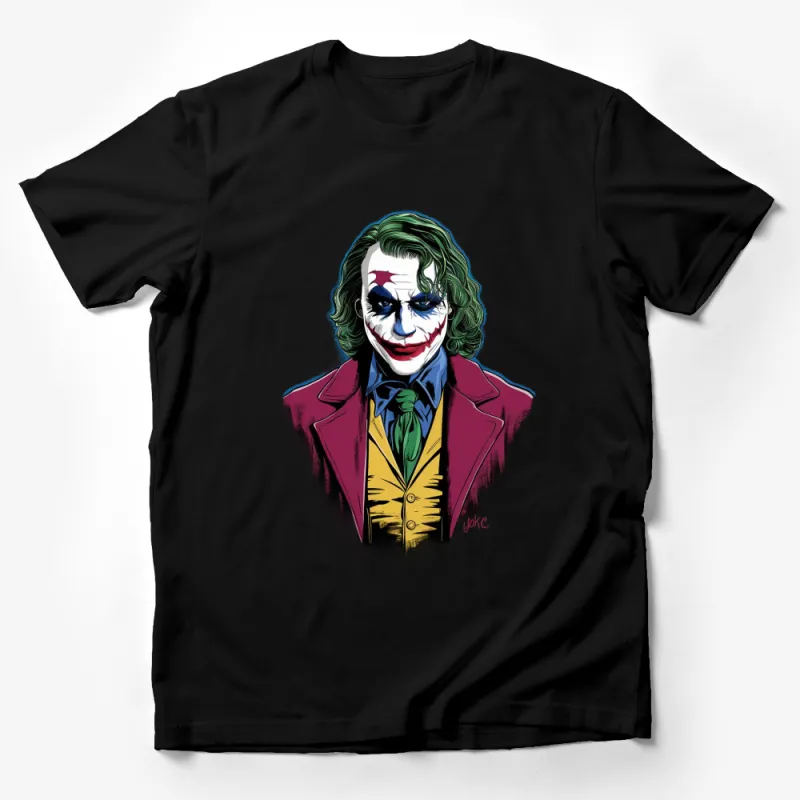 Joker Inspired Artwork T-Shirt, Colorful Comic Book Style Villain Tee, Graphic Pop Culture Fan Clothing Male T-Shirt