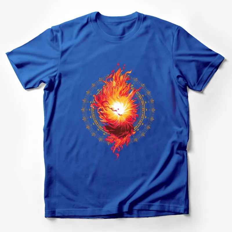 Phoenix Rising Firebird Design T-Shirt, Vibrant Flame Art Tee, Unique Mythological Creature Apparel Male T-Shirt