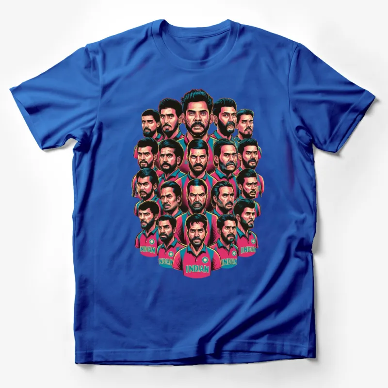 Colorful Pop Art Style Cricket Player Graphic T-Shirt, Indian Cricketer Portrait Tee, Sports Fan Gift Male T-Shirt