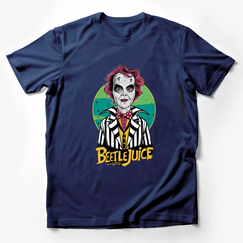 Beetlejuice Inspired Graphic T-Shirt, Unique Movie Character Design, Colorful Pop Art Style Tee Male T-Shirt