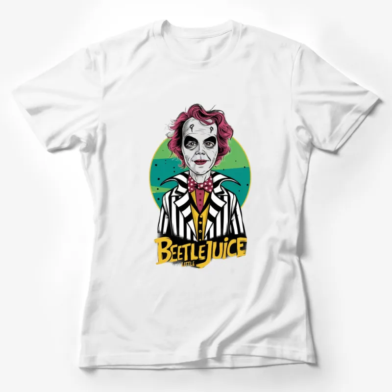 Beetlejuice Inspired Graphic T-Shirt, Unique Movie Character Design, Colorful Pop Art Style Tee Female T-Shirt