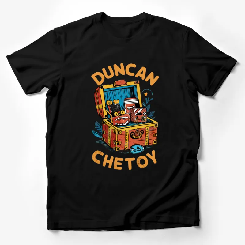 Duncan Chetoy Treasure Chest Graphic T-Shirt, Colorful Adventure Tee, Unisex Adult Clothing Male T-Shirt