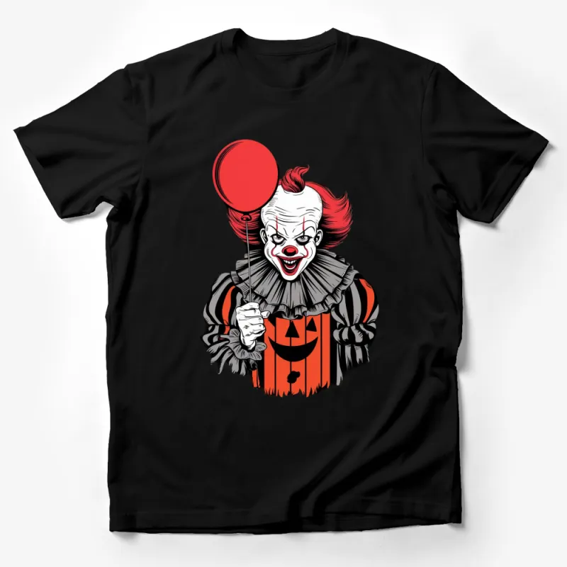 Horror Clown T-Shirt, Scary Red Balloon Graphic Tee, Unisex Halloween Costume Party Shirt Male T-Shirt