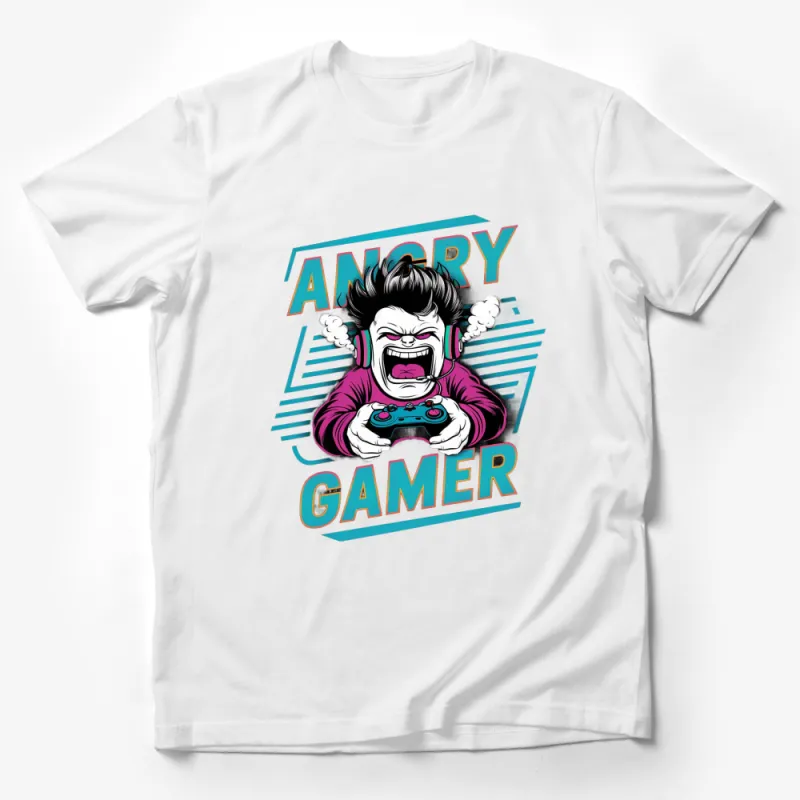 Angry Gamer T-Shirt, Colorful Gaming Graphic Tee, Men Women Casual Top Male T-Shirt