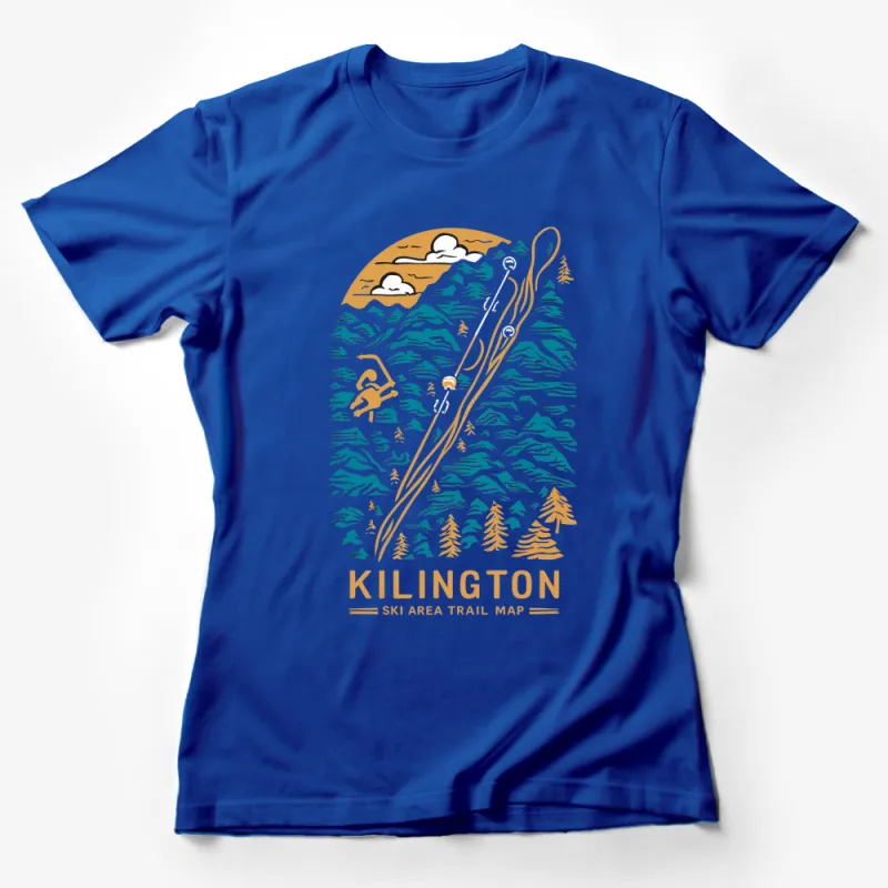 Killington Ski Trail Map T-Shirt, Vintage Ski Resort Design, Winter Sports Enthusiast Gift, Cool Skiing Graphic Tee Female T-Shirt