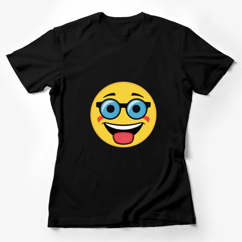 Funny Nerd Emoji T-Shirt, Geek Face with Glasses Graphic Tee, Unisex Casual Yellow Shirt Female T-Shirt