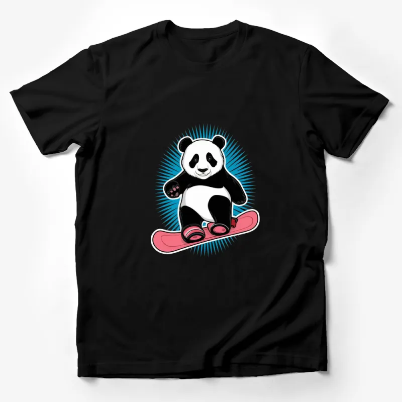 Panda on Snowboard Cute Animal Graphic T-Shirt, Unisex Tee for Winter Sports Enthusiasts Male T-Shirt