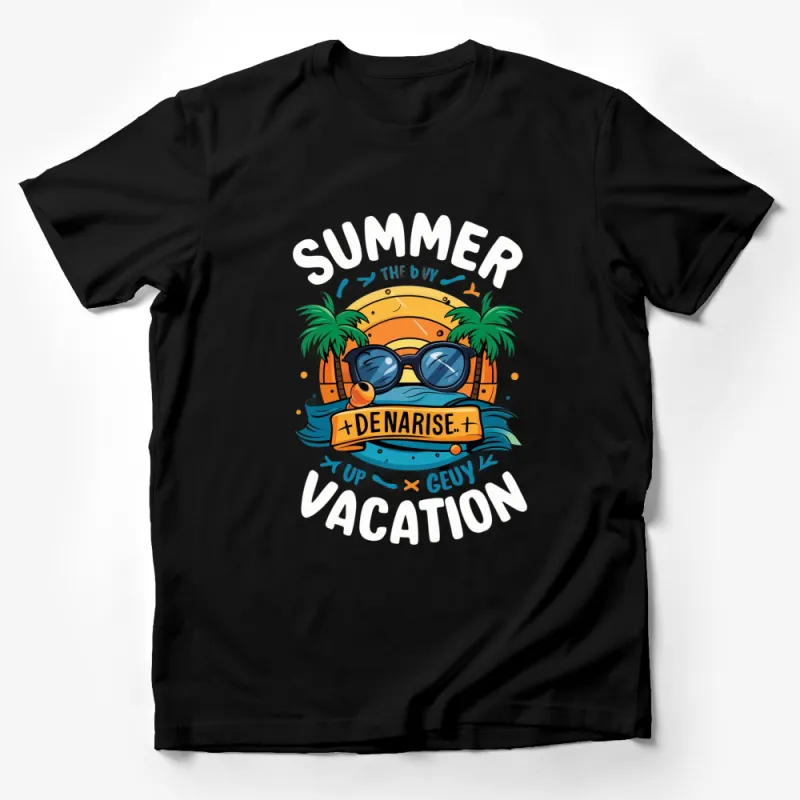 Summer Vacation T-Shirt, Cool Beachy Vibes Graphic, Unisex Denarise Top, Gift for Travel Lover Male T-Shirt