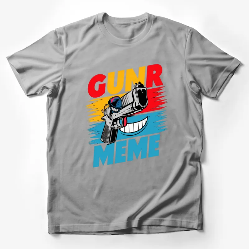 Gun Meme T-Shirt, Retro Comic Design Tee, Unisex Graphic Pop Art Shirt Male T-Shirt