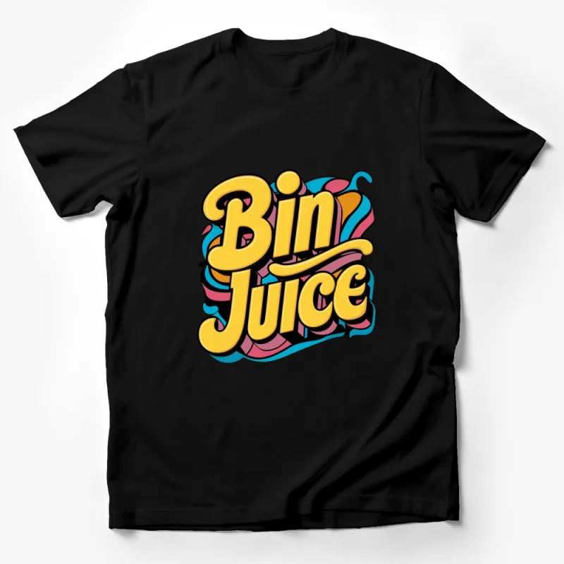 Bin Juice Colorful Retro Streetwear T-Shirt, Bold Graphic Tee, Urban Style Casual Fashion Top Male T-Shirt