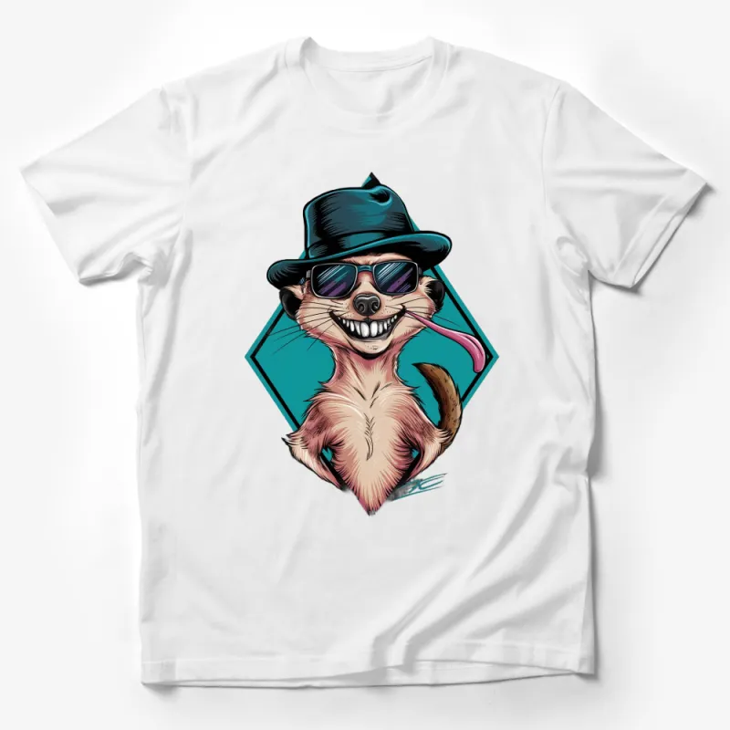 Cool Otter with Sunglasses and Hat Graphic T-Shirt, Stylish Summer Casual Wear, Unisex Tee Male T-Shirt