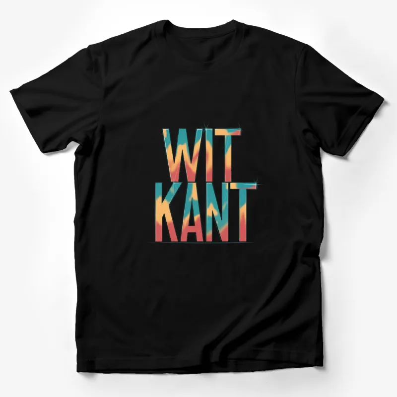 Retro Tie Dye WIT KANT Text T-Shirt, Vintage Inspired Colorful Unisex Graphic Tee, Unique Casual Wear for All Male T-Shirt