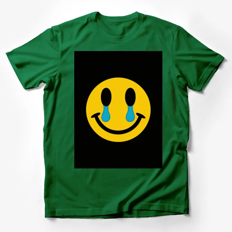 Yellow Happy Face with Blue Tears T-Shirt, Unisex Graphic Tee, Emotional Support Shirt Male T-Shirt