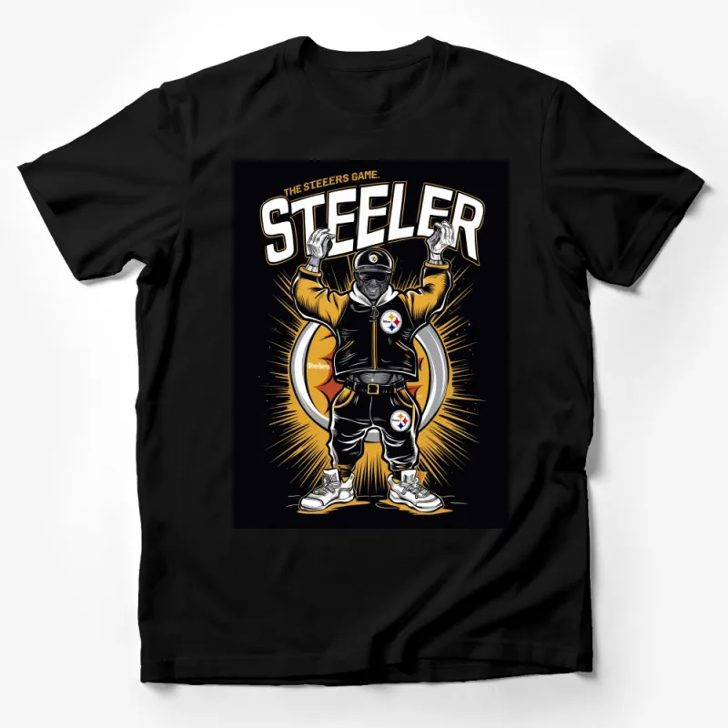 Vintage Steeler Fan T-Shirt, Bold Graphic Tee, Football Enthusiast, Game Day Apparel, Unisex Clothing Male T-Shirt