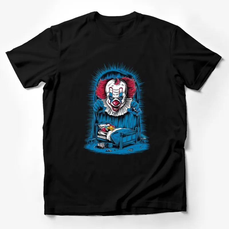 Scary Clown Graphic Tee, Horror Movie Inspired Illustration, Unisex Adult T-Shirt Male T-Shirt